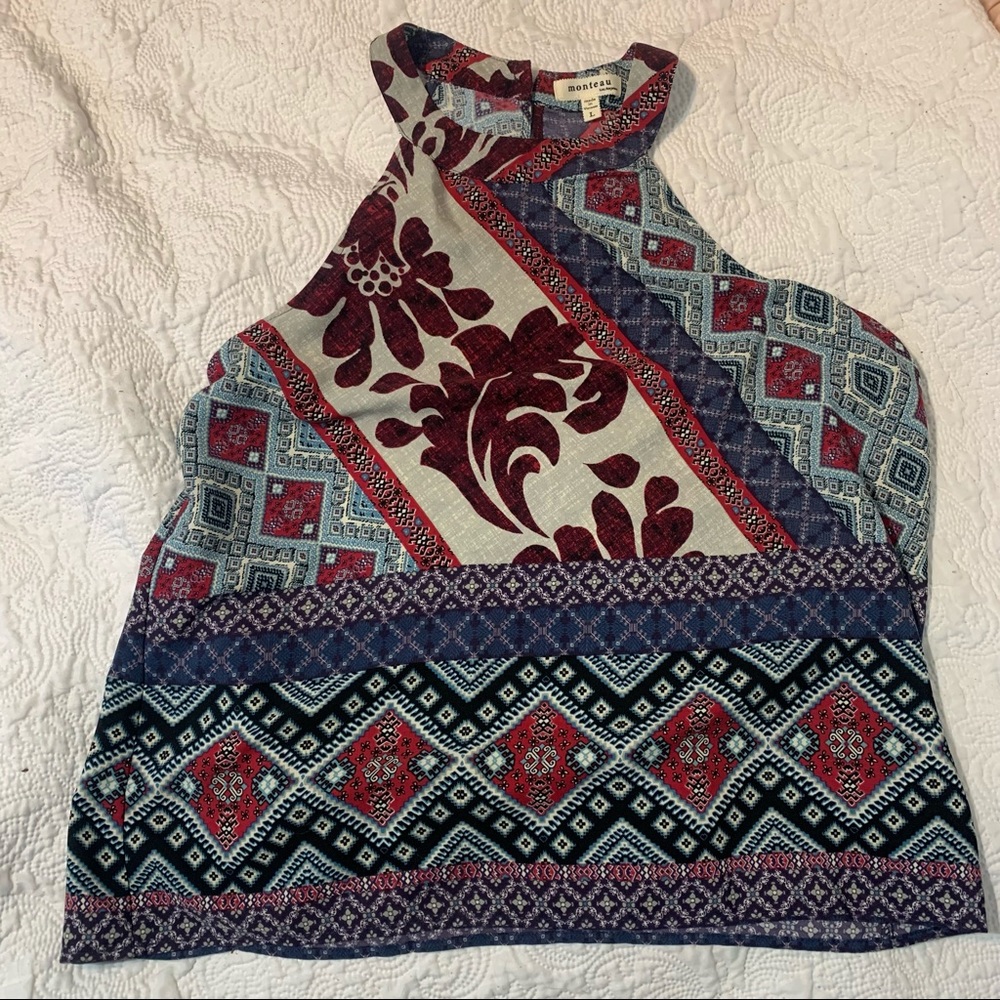 Patterned high neck Tank Top